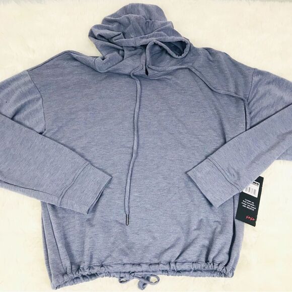 WILDFOX Hooded Pullover Drawstring Waist Open Back Gray Blue Size Medium New - Picture 5 of 14